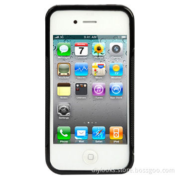 TPU and Plastic Case for iPhone 4, 4S, Black Color